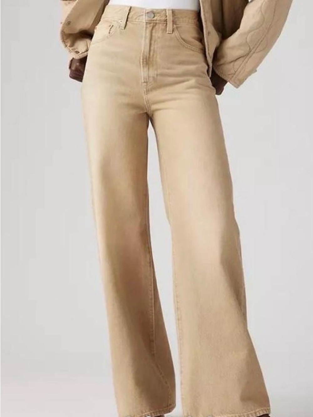 Levi's Ribcage Scraped Tavertine Wide-Leg Jeans